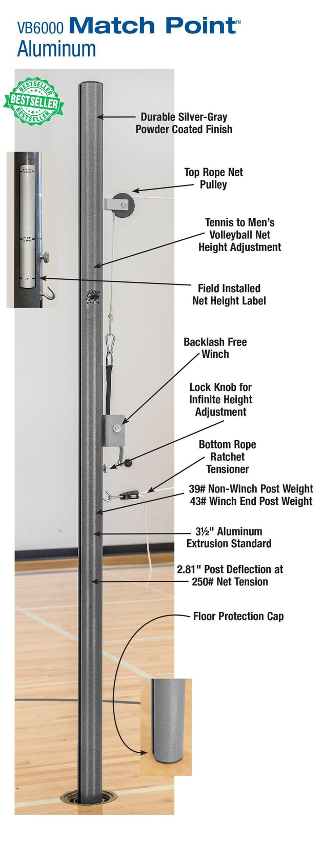 Bison Match Point aluminum complete volleyball system