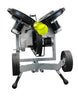 Front view of Sports Attack Hack Attack softball pitching machine with ball
